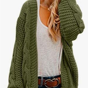 Oversized Chunky Open Front (Grandpa) Cardigan Sweaters Cable Knit